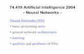74.419 Artificial Intelligence 2004 - Neural Networks