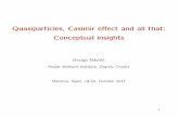 Quasiparticles, Casimir ﬀ and all that: Conceptual insights