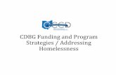 CDBG Funding and Program Strategies / Addressing Homelessness
