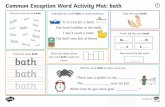 Common Exception Word Activity Mat: bath