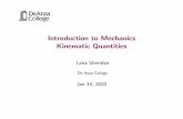 Introduction to Mechanics Kinematic Quantities