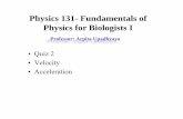 Physics 131- Fundamentals of Physics for Biologists I