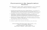 Permanent Life Application Notice