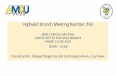 Highveld Branch Meeting Number 293