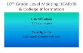 10th Grade Level Meeting: ICAP/IB & College Information