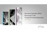 Second Quarter 2012 Earnings Call Supplemental Materials