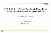 ME 2110 – Final Contest Timeline and Final Report Preparation