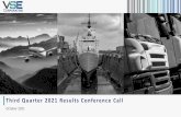 Third Quarter 2021 Results Conference Call