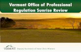 Vermont Office of Professional Regulation Sunrise Review
