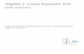 Algebra 1: Linear Equations Test - Math Plane