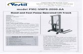 model PMC-VHPS-2000-AA Hand and Foot Pump Operated lift Truck