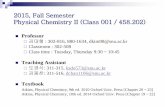 2015, Fall Semester Physical Chemistry II (Class 001 / 458 ...