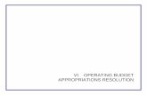 VI. OPERATING BUDGET APPROPRIATIONS RESOLUTION