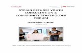 SYRIAN REFUGEE YOUTH CONSULTATION & COMMUNITY STAKEHOLDER ...