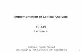 Implementation of Lexical Analysis - Stanford University