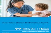 Provider Quick Reference Card - Healthy Blue Ne