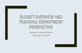 Budget Overview and Tracking: Department Perspective