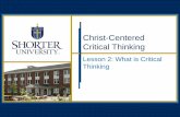 Christ-Centered Critical Thinking - Shorter University