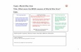 Topic: World War One Title: What were the MAIN causes of ...