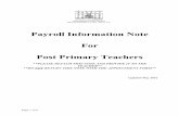 Payroll Information Note For Post Primary Teachers