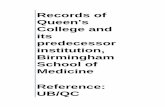 Records of Queen's College and its predecessor institution ...