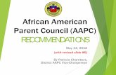 African American Parent Council (AAPC) RECOMMENDATIONS