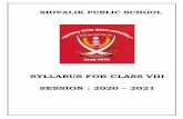 SYLLABUS FOR CLASS VIII SESSION : 2020 2021