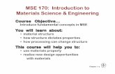 MSE 170: Introduction to Materials Science & Engineering