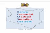 Kenya Essential Medical Supplies List 2016