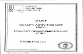Quality Activities List & Project Requirements List.