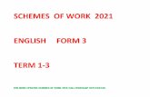 SCHEMES OF WORK 2021 ENGLISH FORM 3 TERM 1-3