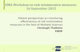 EMA Workshop on risk minimisation measures 16 September 2015