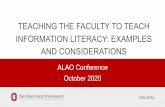 TEACHING THE FACULTY TO TEACH INFORMATION LITERACY ...
