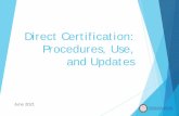 Direct Certification: Procedures, Use, and Updates
