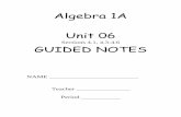 Algebra 1A Unit 06
