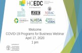 Welcome COVID-19 Programs for Business Webinar April 17 ...