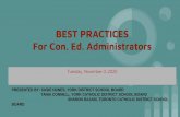BEST PRACTICES For Con. Ed. Administrators