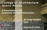 College of Architecture Space Needs