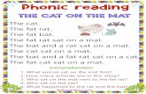 Phonic reading CAT ON MAT The cat. The fat rat, The fat ...