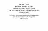 NFPA 1600 Manejo de Desastres Emergencias y Programas para ...