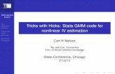 Tricks with Hicks: Stata GMM code for nonlinear IV estimation