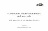 Stakeholder information needs and interests