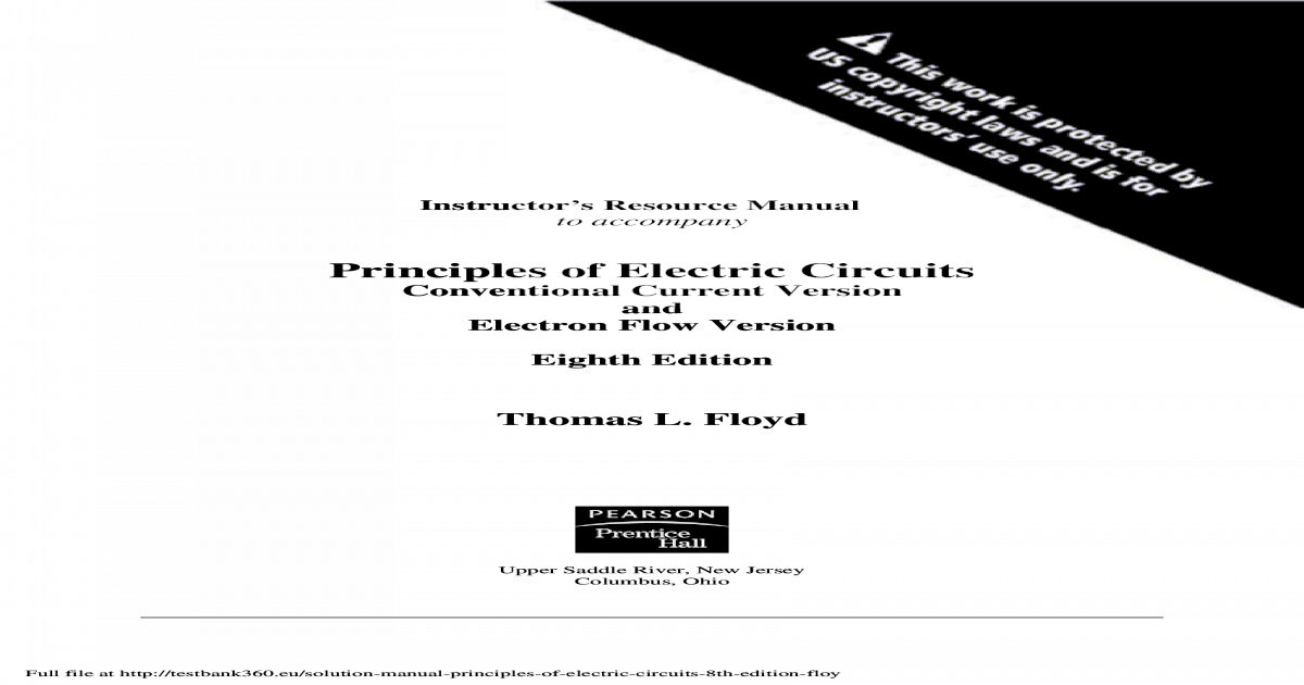 Principles of Electric Circuits of classes using Floyd, Principles of Electric Circuits