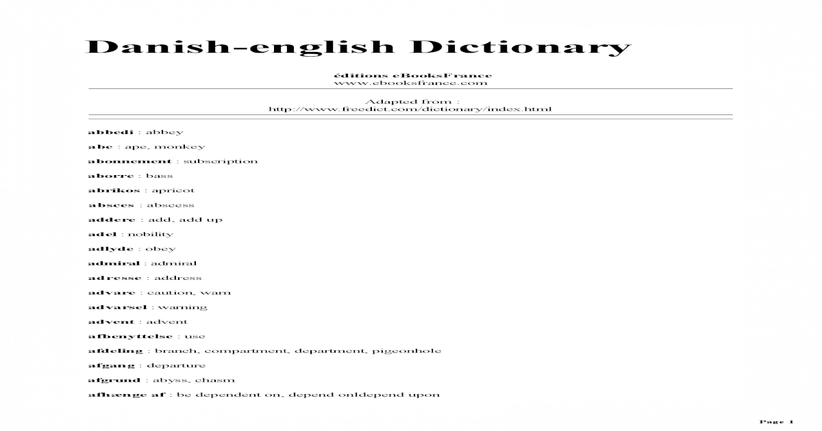 Danish English Dictionary - [PDF Document]