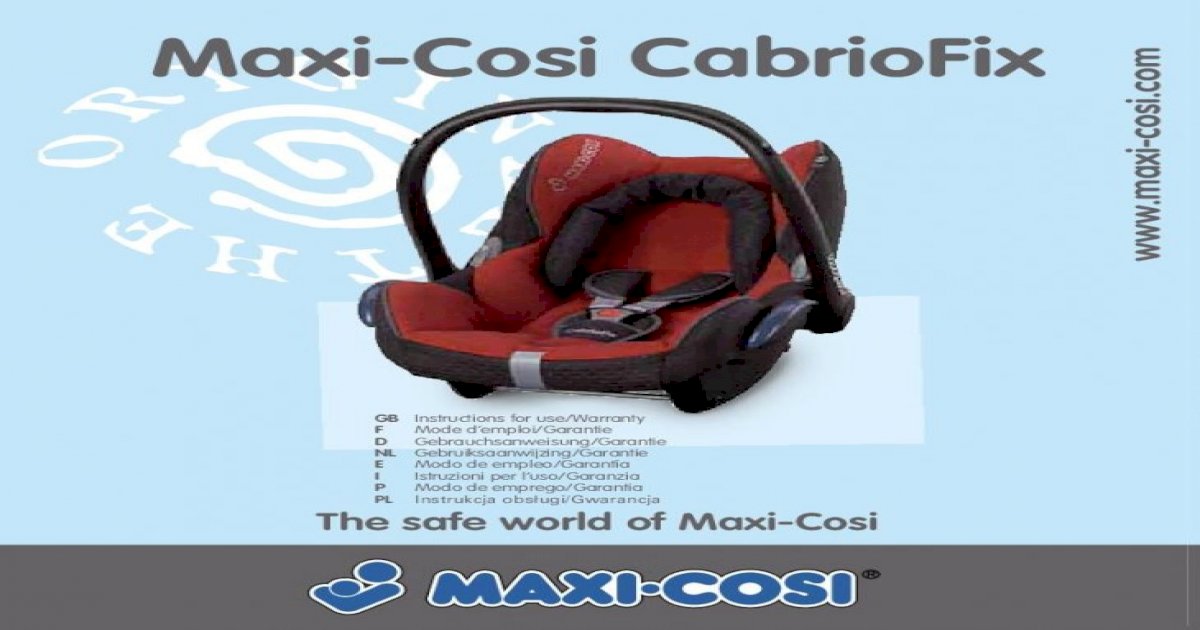 Maxi Cosi Cabriofix Sklep Tosia Eu 6 Installed On Seats Fitted With Isofix Pdf Document - Maxi Cosi Easyfix Isofix Car Seat Base Instructions