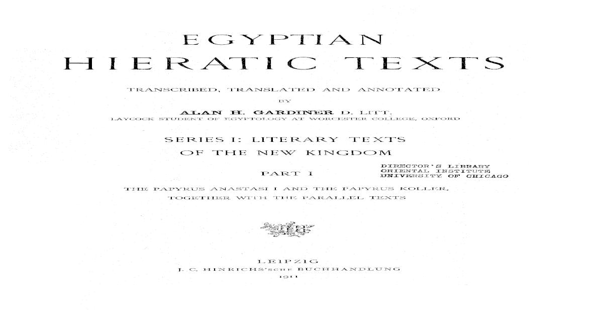 Gardiner - Egyptian Hieratic Texts - [PDF Document]
