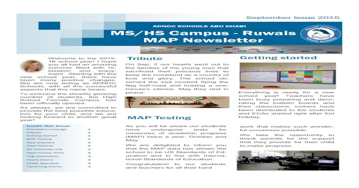 Adnoc Schools Abu Dhabi Ms Hs Campus Ruwais Map Ms Hs Newsletter آ The 15 16 School Year They Pdf Document