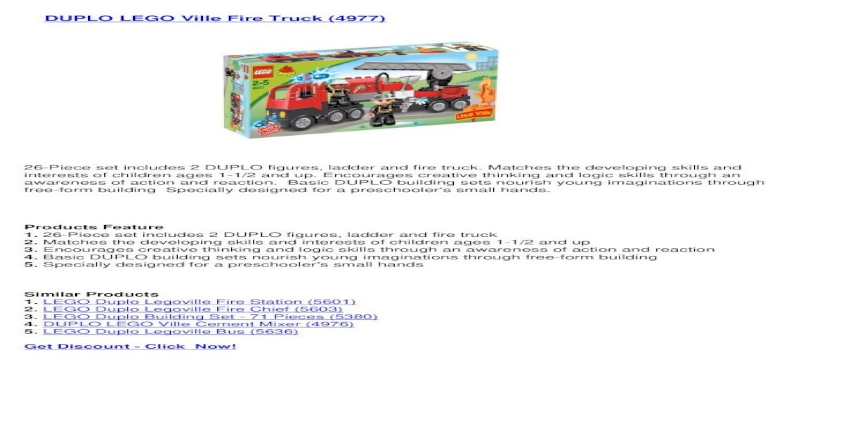 DUPLO LEGO Ville Fire Truck (4977) - [Download PDF]