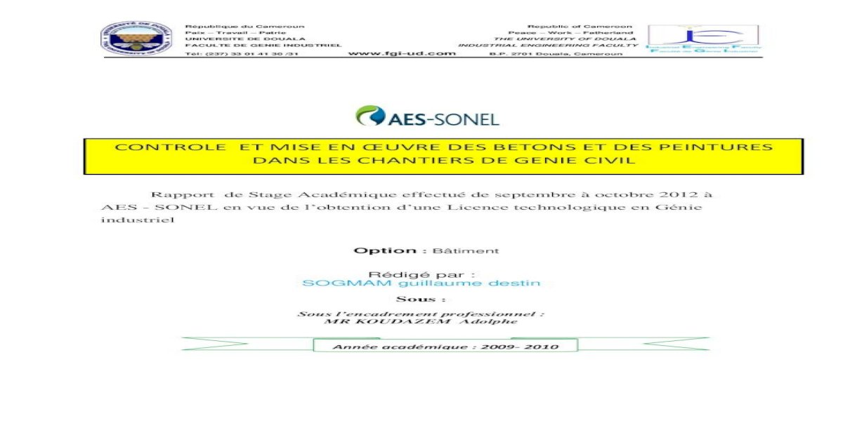Rapport de Stage Académique effectué de septembre à octobre 2012 à AES