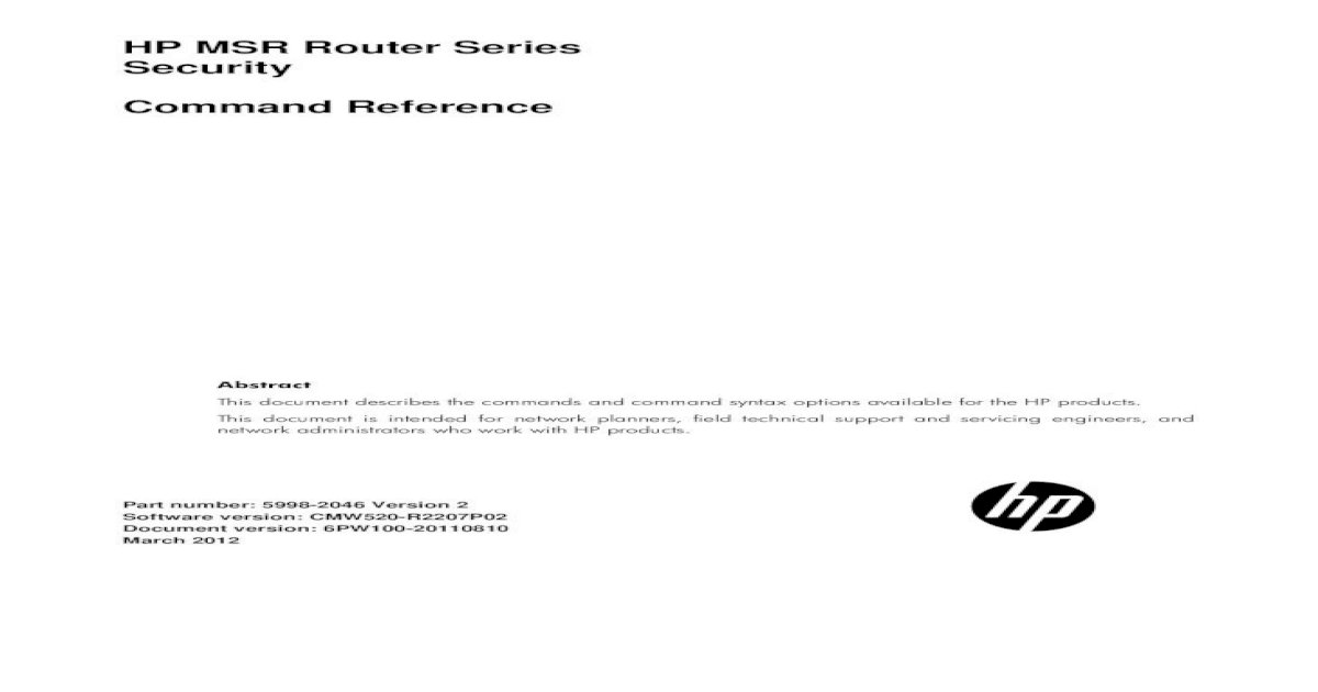 HP a-MSR Router Series High Security Command Reference - [PDF Document]